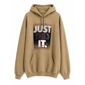 NEW Launder Just Did‎ It Graphic Hoodie Mens 5XL Tan Khaki Pullover Sweatshirt